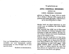 Anna Cornelia Hendrikx Carel Hendrik Gorissen