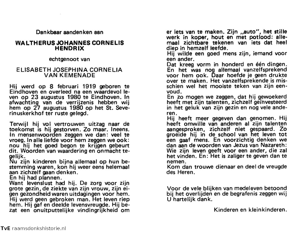 Waltherus Johannes Cornelis Hendrix Elisabeth Josephina Cornelia van Kemenade