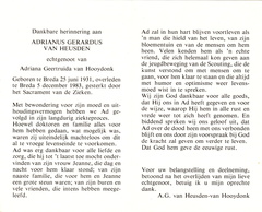 Adrianus Gerardus van Heusden Adriana Geertruida van Hooydonk