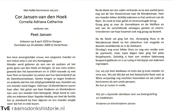 Cornelia Adriana Catharina van den Hoek Peet Jansen