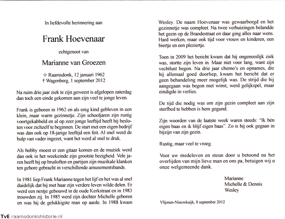 Frank Hoevenaar Marianne van Groezen
