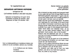 Gerardus Antonius Hofkens Catharina Henrica van der Velden