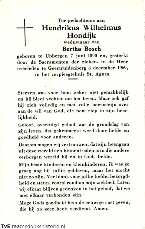 Hendrikus Wilhelmus Hondijk Bertha Bosch