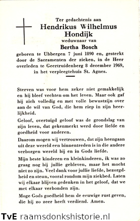 Hendrikus Wilhelmus Hondijk Bertha Bosch