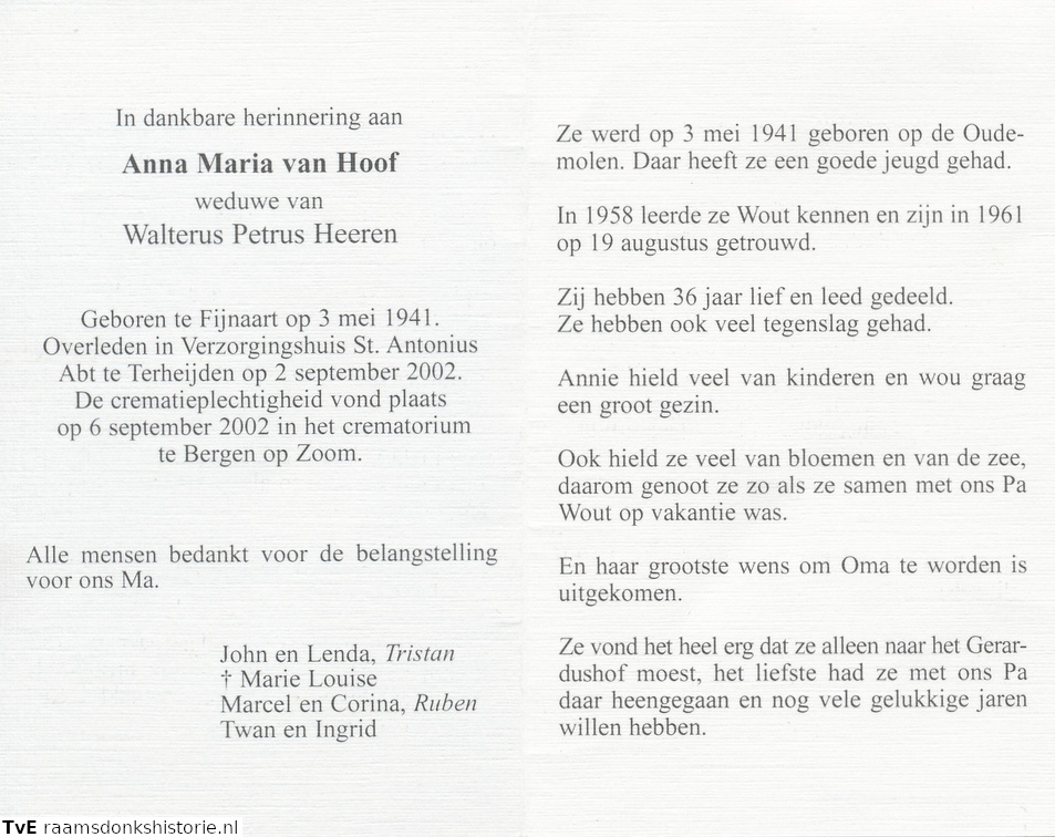 Anna Maria van Hoof Walterus Petrus Heeren