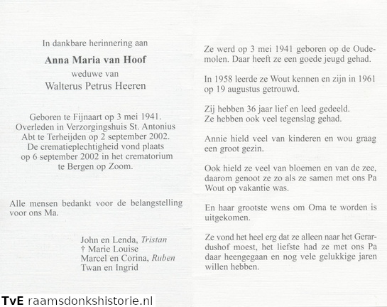 Anna Maria van Hoof Walterus Petrus Heeren