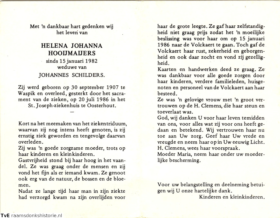 Helena Johanna Hooijmaijers Johannes Schilders