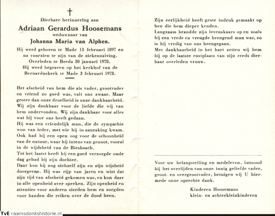 Adriaan Gerardus Hoosemans Johanna Maria van Alphen