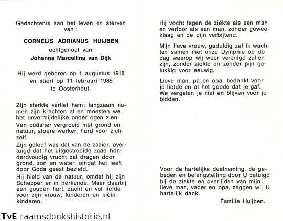 Cornelis Adrianus Huijben Johanna Marcellina van Dijk