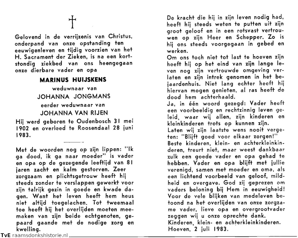 Marinus Huijsken Johanna Jongmans-Johanna van Rijen