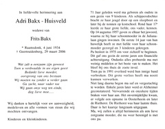 Adri Huisveld Frits Bakx