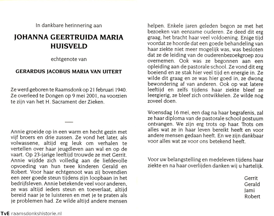 Johanna Geertruida Maria Huisveld Gerardus Jacobus Maria van Uitert