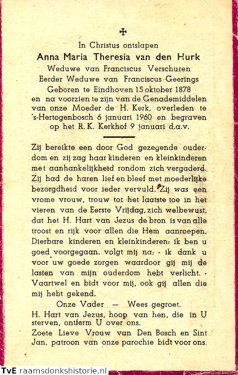 Anna Maria Theresia van den Hurk Franciscus Verschuren Franciscus Geerings