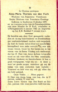 Anna Maria Theresia van den Hurk Franciscus Verschuren Franciscus Geerings