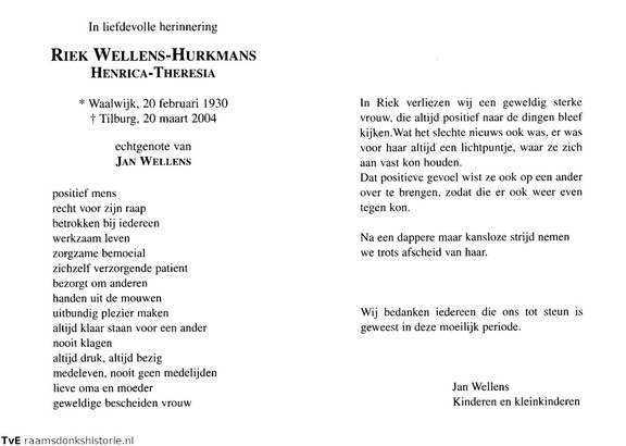 Henrica Theresia Hurkmans Jan Wellens