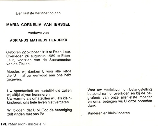 Maria Cornelia van Ierssel Adrianus Matheus Hendrikx
