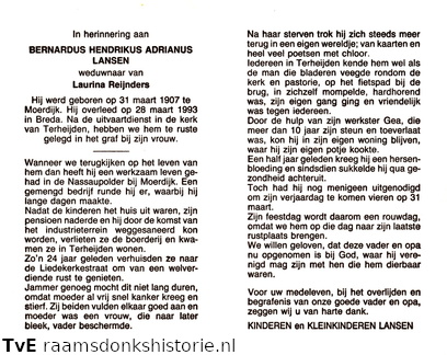 Lansen, Bernardus Hendrikus Adrianus Laurina Reinders