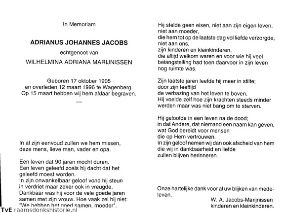 Adrianus Johannes Jacobs Wilhelmina Adriana Marijnissen