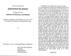 Johannes de Jongh Adriana Petronella Huysmans