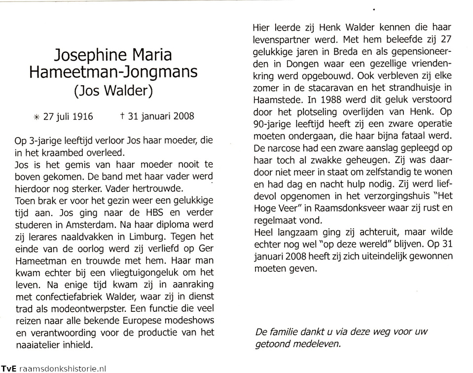 Josephine Maria Jongmans (vr) Henk Walder Ger Hameetman