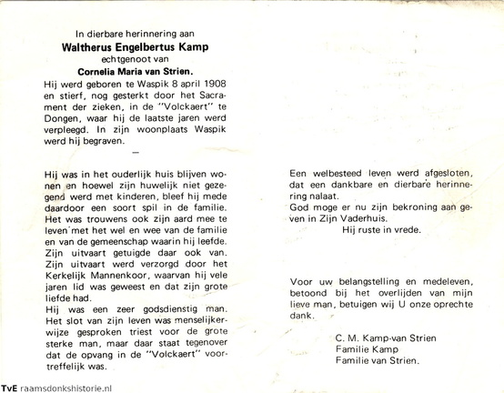 Waltherus Engelbertus Kamp- Cornelia Maria van Strien