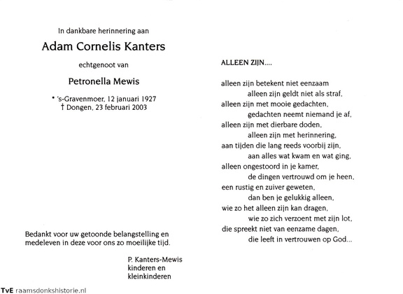 Adam Cornelis Kanters- Petronella Mewis