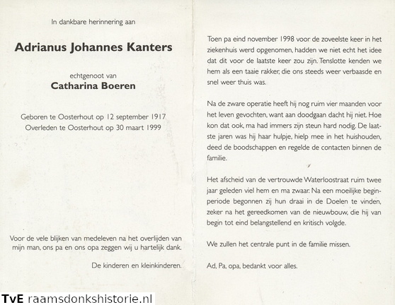 Adrianus Johannes Kanters- Catharina Boeren