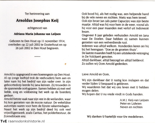 Arnoldus Josephus Keij- Adriana Maria Johanna van Leijsen