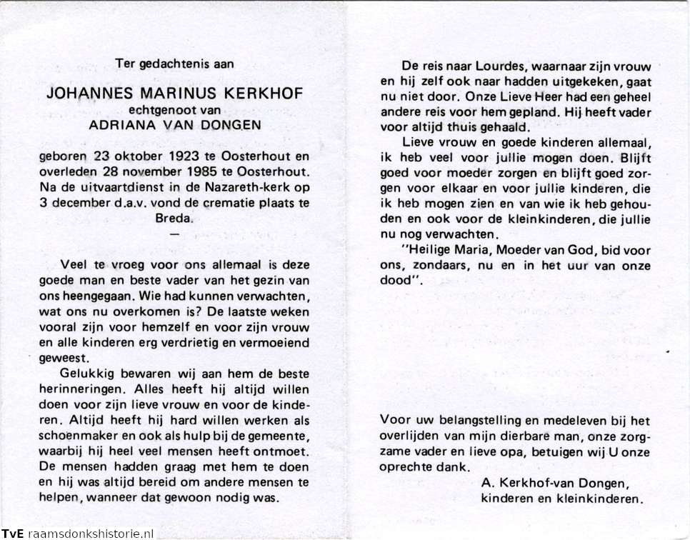 Johannes Marinus Kerkhof- Adriana van Dongen
