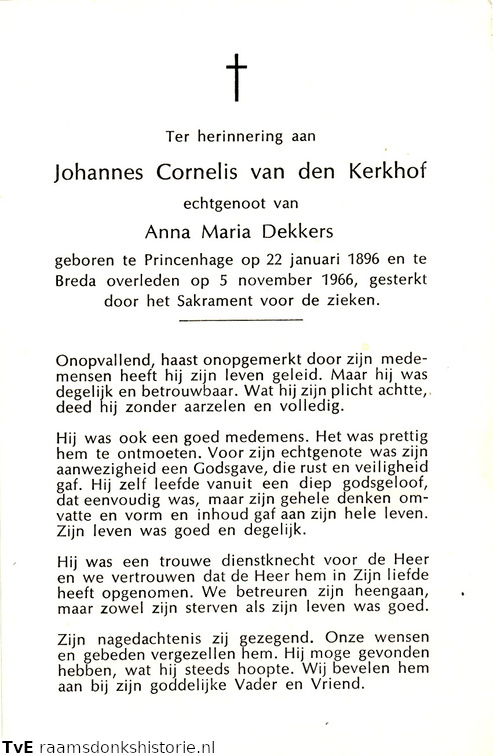 Johannes Cornelis van den Kerkhof Anna Maria Dekkers