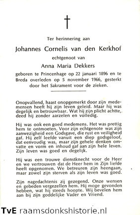 Johannes Cornelis van den Kerkhof Anna Maria Dekkers