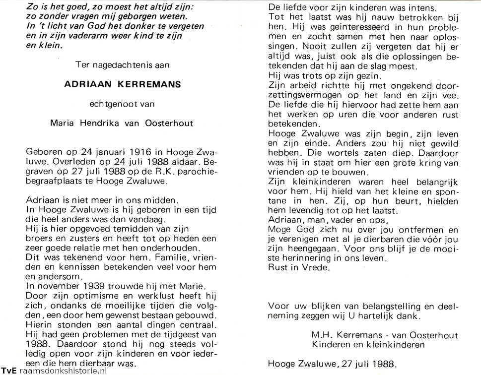 Adriaan Kerremans- Maria Hendrika van Oosterhout
