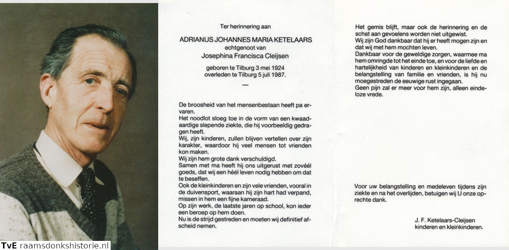 Adrianus Johannes Maria Ketelaars- Josephina Francisca Cleijsen