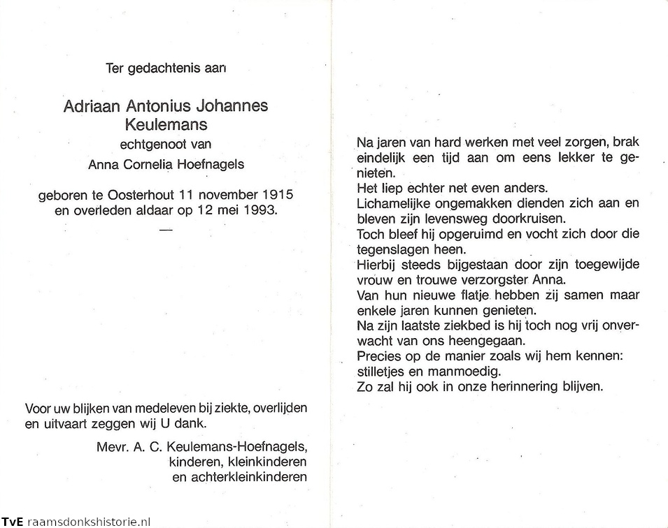 Adriaan Antonius Johannes Keulemans- Anna Cornelia Hoefnagels