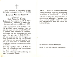 Gerardus Antonius Kieboom- Maria Pietronella Kastelijns
