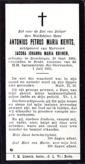 Antonius Petrus Maria Kievits- Jacoba Johanna Maria Krijnen