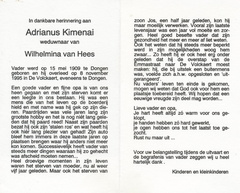 Adrianus Kimenai- Wilhelmina van Hees