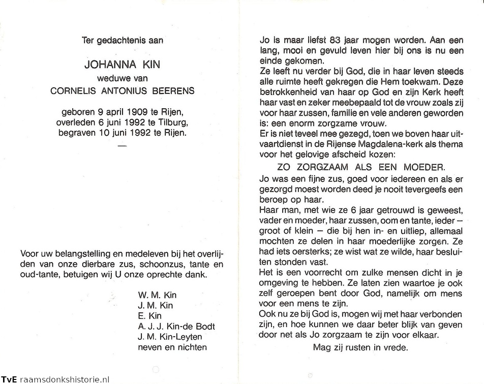 Johanna Kin Cornelis Antonius Beerens