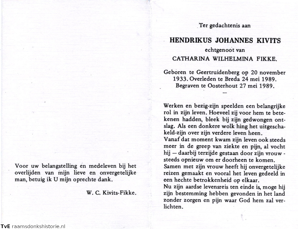 Hendrikus Johannes Kivits- Catharina Wilhelmina Fikke