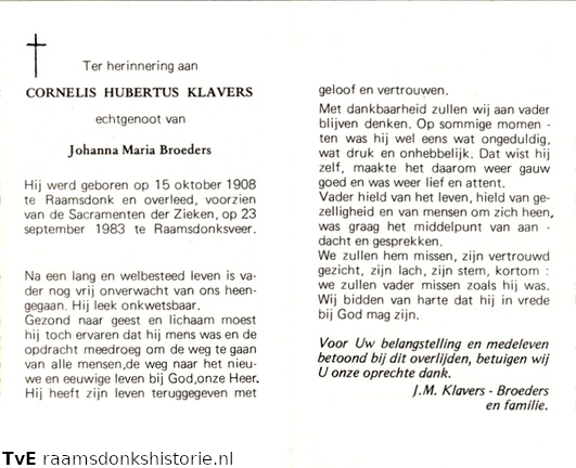 Cornelis Hubertus Klavers- Johanna Maria Broeders