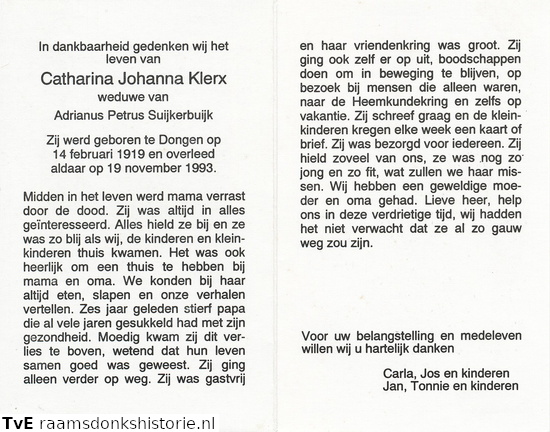 Catharina Johanna Klerx- Adrianus Petrus Suijkerbuijk