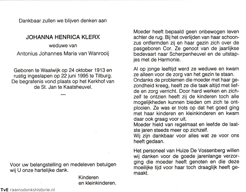 Johanna Henrica Klerx Antonius Johannes Maria van Wanrooij