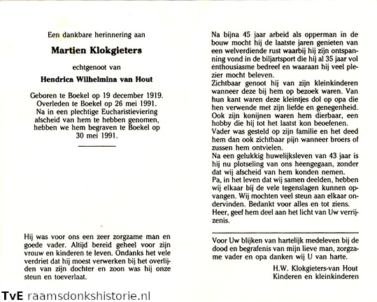 Martien Klokgieters- Hendrica Wilhelmina van Hout