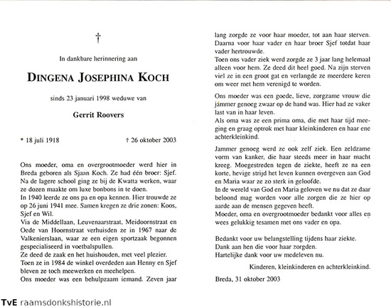 Dingena Josephina Koch- Gerrit Roovers