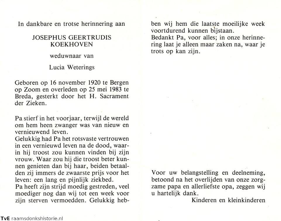 Josephus Geertrudis Koekhoven Lucia Weterings