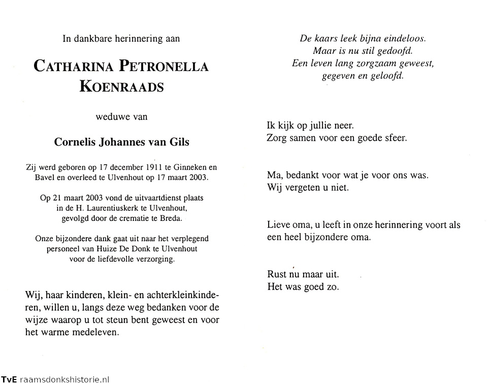 Catharina Petronella Koenraads- Cornelis Johannes van Gils