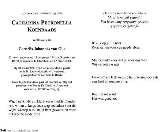 Catharina Petronella Koenraads- Cornelis Johannes van Gils