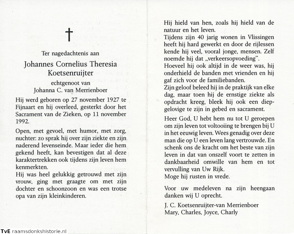 Johannes Cornelis Theresia Koetsenruijter Johanna C. van Merrienboer
