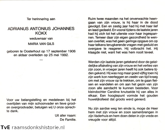 Adrianus Antonius Johannes Kokx- Maria van Gils
