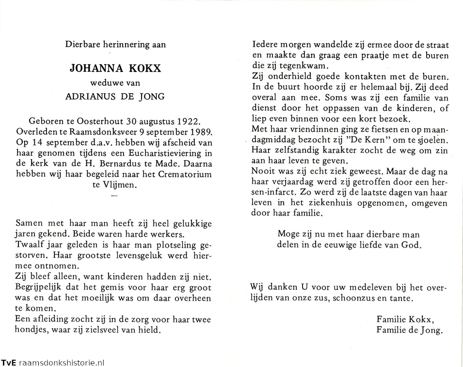 Johanna Kokx- Adrianus de Jong